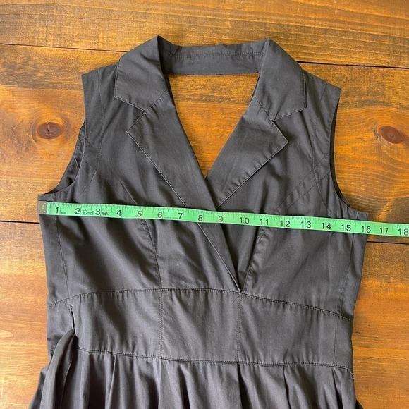 Escada Black Pleated Sleeveless Wrap Knee Length Cotton Dress Women's 32 US 2 - Picture 14 of 15